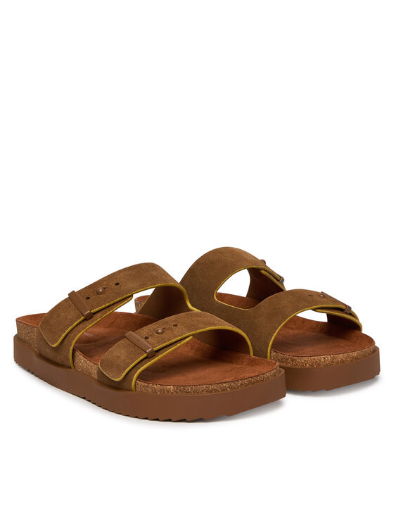 Tommy Hilfiger Iešļūcenes Tommy Hilfiger Cork Adjustable Suede Sandal FM0FM05869 Brūns