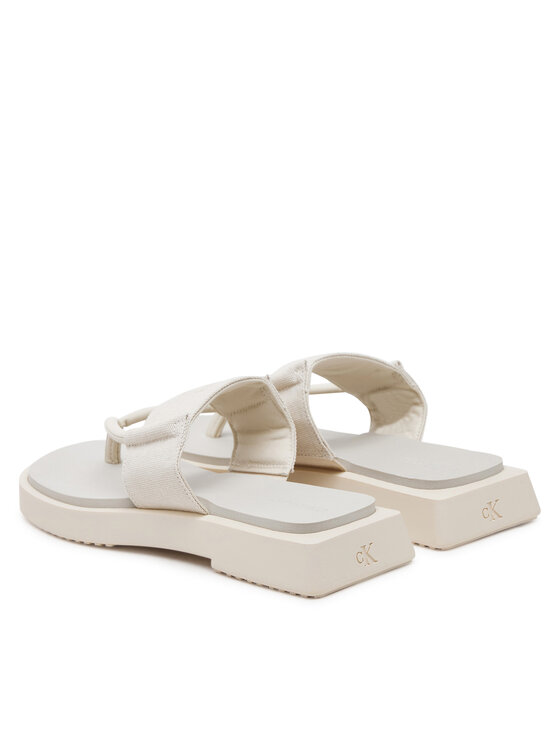 Calvin Klein Jeans Japonki Calvin Klein Jeans Sq Low Wedge Sandal Rope YW0YW01717 Beżowy