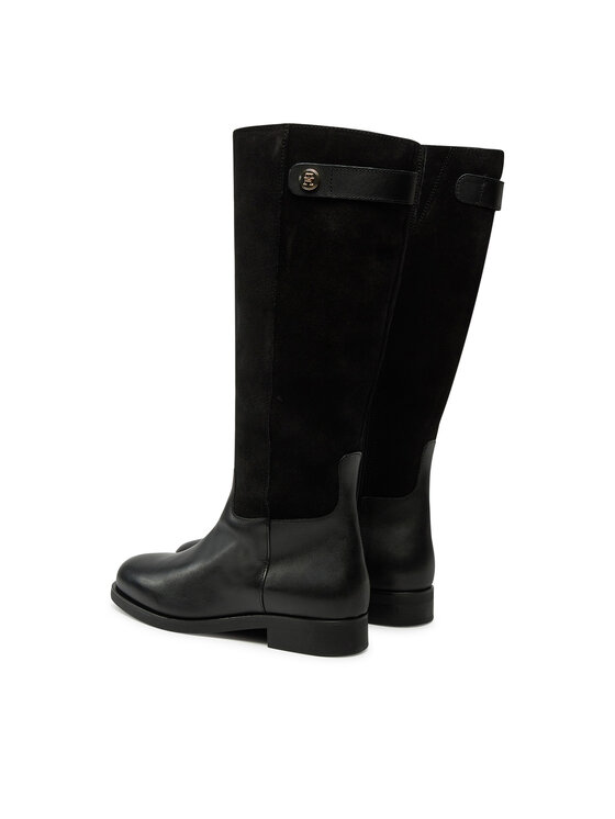 Tommy Hilfiger Csizma Tommy Hilfiger Th Stud Leather Mix Long Boot FW0FW08341 Fekete