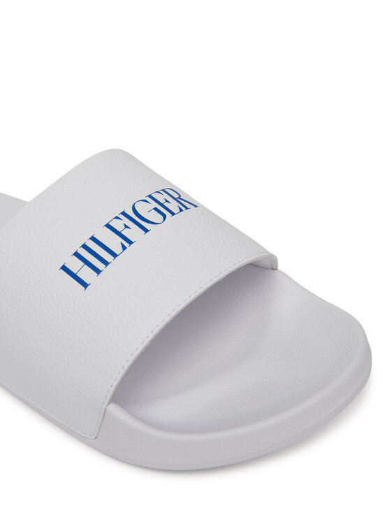 Tommy Hilfiger Şlapi Tommy Hilfiger Hilfiger Print Tumble Pool Slide FM0FM05505 Alb