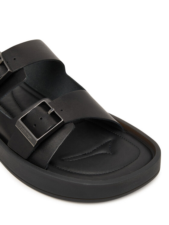 Calvin Klein Klapki Calvin Klein Ergon Double Bar Sandal Lth HM0HM02097 Czarny