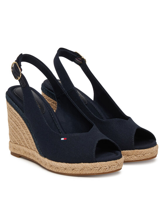 Tommy Hilfiger Espadryle Tommy Hilfiger Flag High Wedge Espad Slingback FW0FW09343 Granatowy