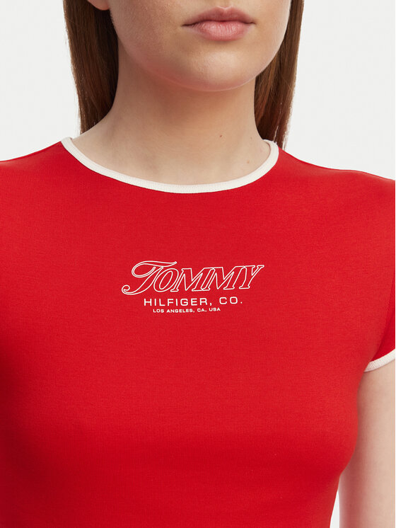 Tommy Hilfiger Tommy Hilfiger Camiseta WW0WW49245 Rojo Slim Fit