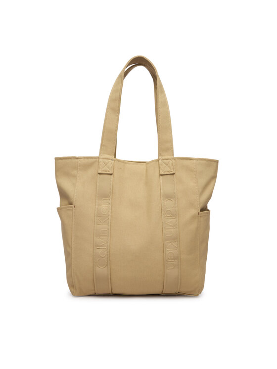 Calvin Klein Ročna torba Calvin Klein Webbing Strap Canvas Tote LV04F3463G Bež
