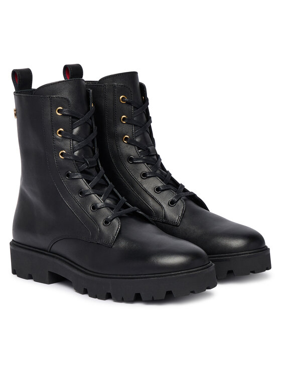 Tommy Hilfiger Μποτίνια Tommy Hilfiger TH Stud Leather Lace-Up Boot FW0FW09571 Μαύρο