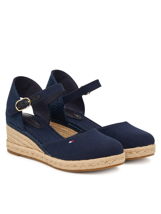 Tommy Hilfiger Espadrile Tommy Hilfiger Mid Wedge Espad Closed Toe FW0FW09233 Mornarsko modra