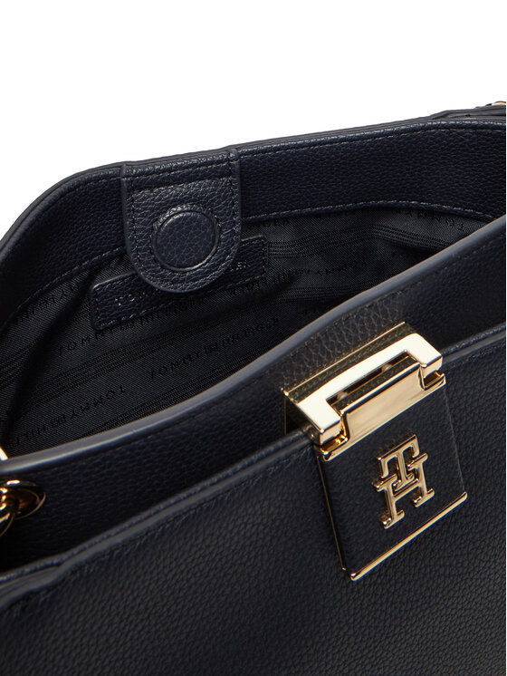 Tommy Hilfiger Дамска чанта Tommy Hilfiger Th Her Med Satchel Corp AW0AW17830 Тъмносин