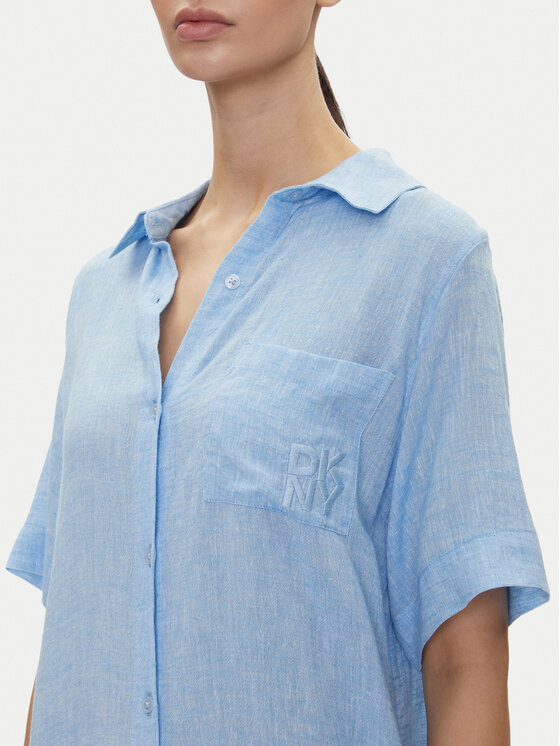 DKNY DKNY Camicia da notte YI30054 Celeste Relaxed Fit