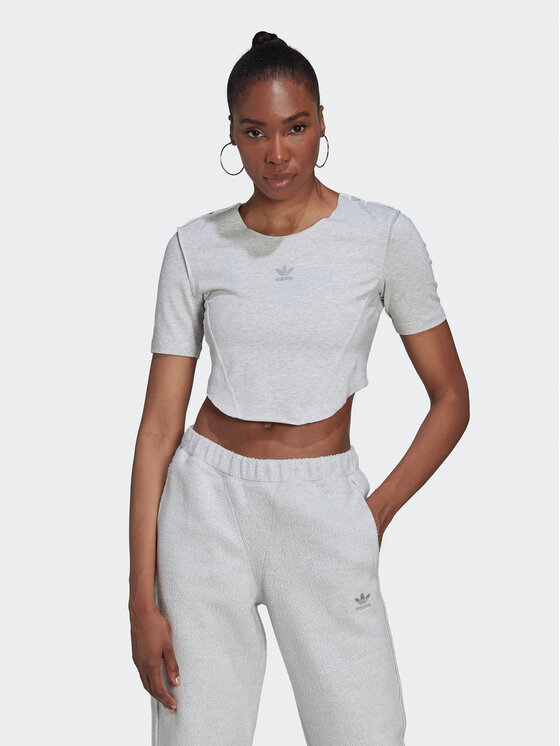 adidas adidas T-Shirt Crop Loungewear HL9130 Γκρι Regular Fit