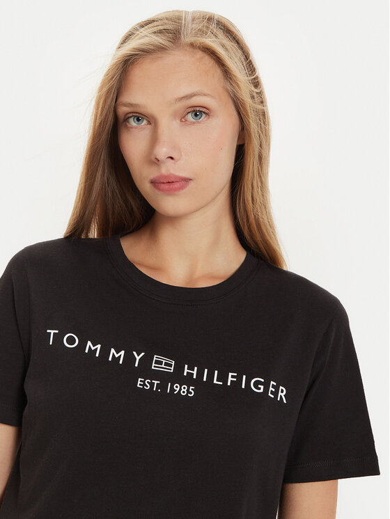 Tommy Hilfiger Tommy Hilfiger Camiseta Logo WW0WW40276 Negro Regular Fit