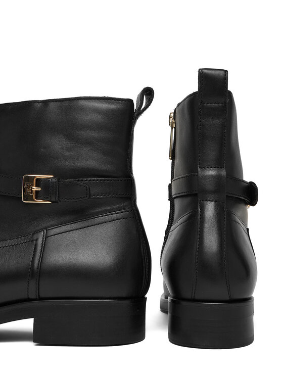 Tommy Hilfiger Боти Tommy Hilfiger Th Buckle Riding Leather Bootie FW0FW08781 Черен