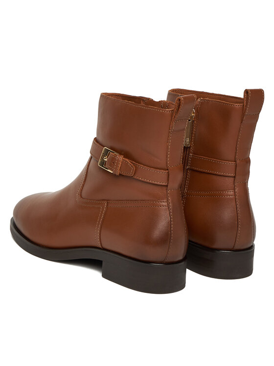Tommy Hilfiger Botki Tommy Hilfiger Th Buckle Riding Leather Bootie FW0FW08781 Brązowy