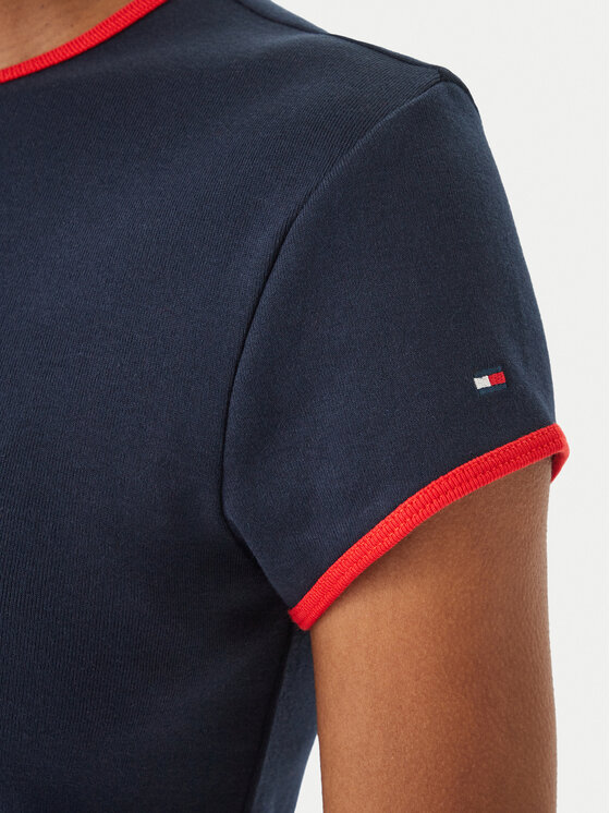 Tommy Hilfiger Tommy Hilfiger Camiseta Logo Graphic Ringer WW0WW49245 Azul marino Slim Fit