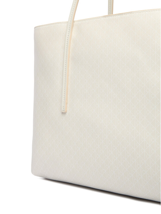 Calvin Klein Rankinė Calvin Klein Emblem Aop Tote W/ Pouch LV04F3266G Écru