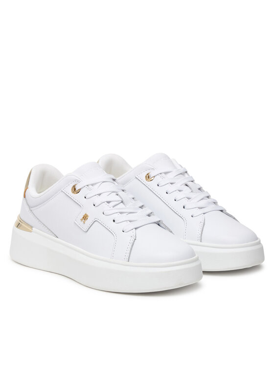 Tommy Hilfiger Laisvalaikio batai Tommy Hilfiger Th Platform Chic Sneaker FW0FW09626 Balta