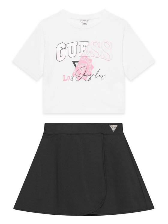 Guess Guess Komplet majica in krilo J5YG00 K6YW4 Bela Classic Fit