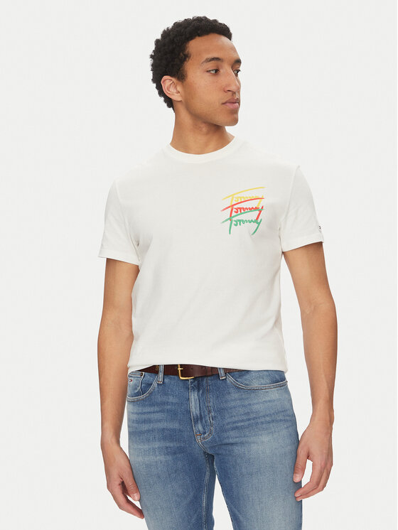 Tommy Jeans Tommy Jeans Camiseta Twisted Signature DM0DM20771 Blanco Regular Fit