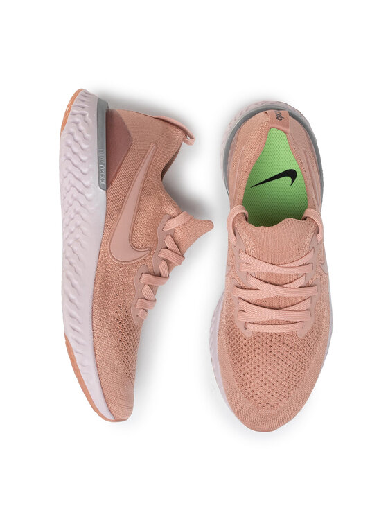 nike epic react flyknit 2 rose gold & barely rose