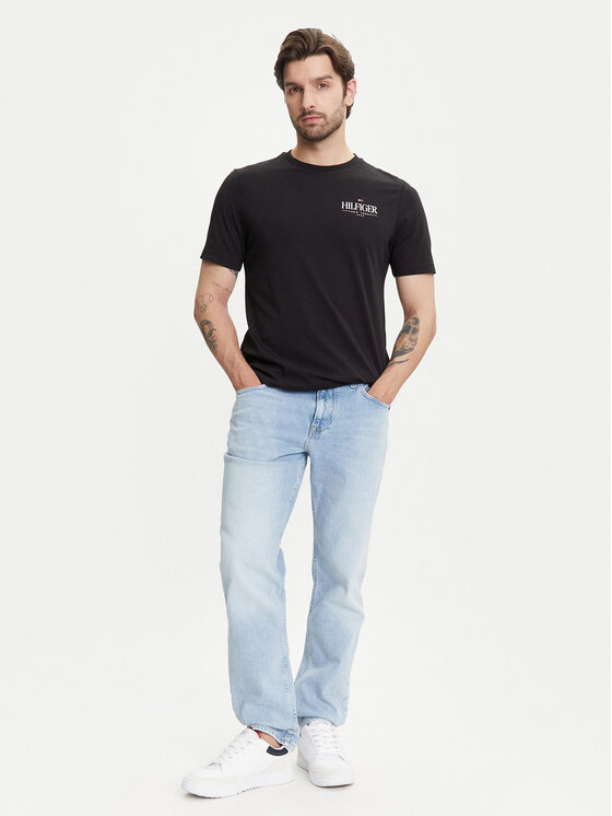 Tommy Hilfiger Tommy Hilfiger T-shirt Stack MW0MW39355 Crna Regular Fit