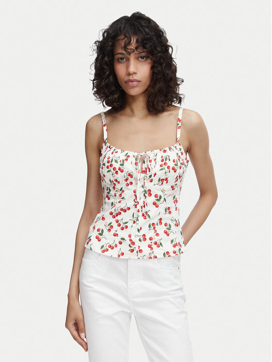 Guess Guess Top W6YH97 W4497 Blanco Regular Fit