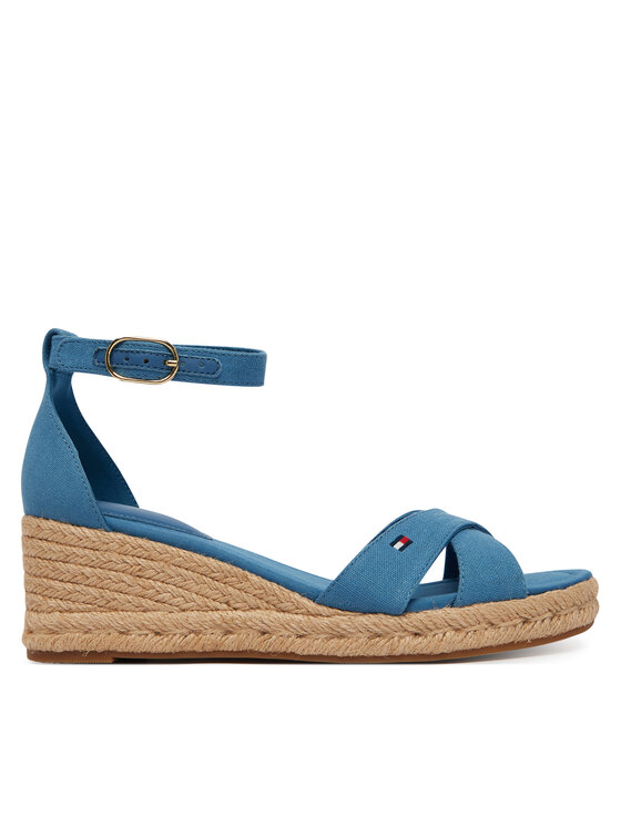 Tommy Hilfiger Espadrilky Tommy Hilfiger Hemp Crossover Strap Wedge Espadrilles FW0FW09332 Modrá