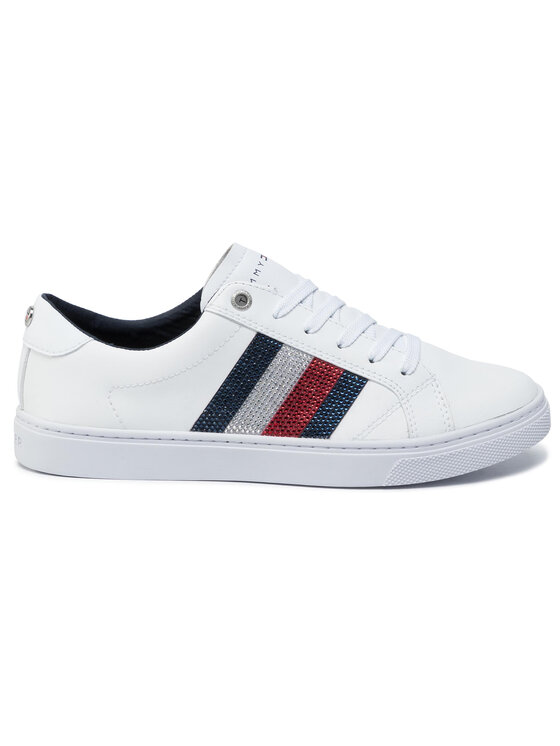 Tommy Hilfiger Sneakersy Tommy Hilfiger Crystal Leather Casual Sneaker FW0FW04299 Biela
