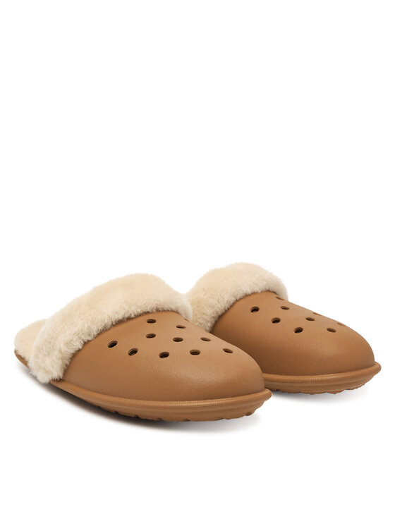 Crocs Тапочки Crocs Classic Fuzz Scuff 212143 Коричневий