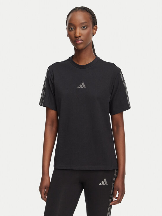 adidas adidas Camiseta Seasonal Essentials Animal Print 3-Stripes KH1550 Negro Regular Fit