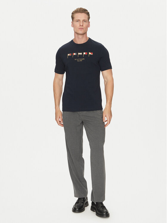 Tommy Hilfiger Tommy Hilfiger Majica Multi Flags MW0MW38616 Mornarsko modra Regular Fit