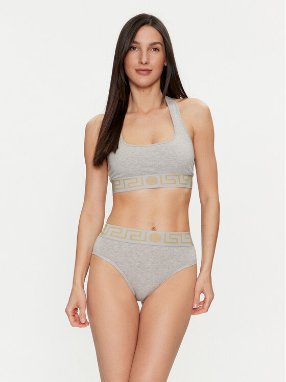 Versace Versace Mutande classiche a vita alta Greca Border AUD01050 Grigio