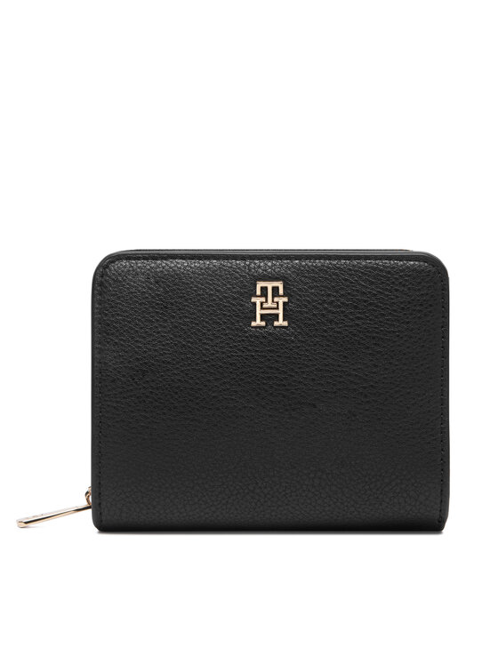 Tommy Hilfiger Denarnica Tommy Hilfiger Th Icon Med Za W/Flap AW0AW18475 Črna