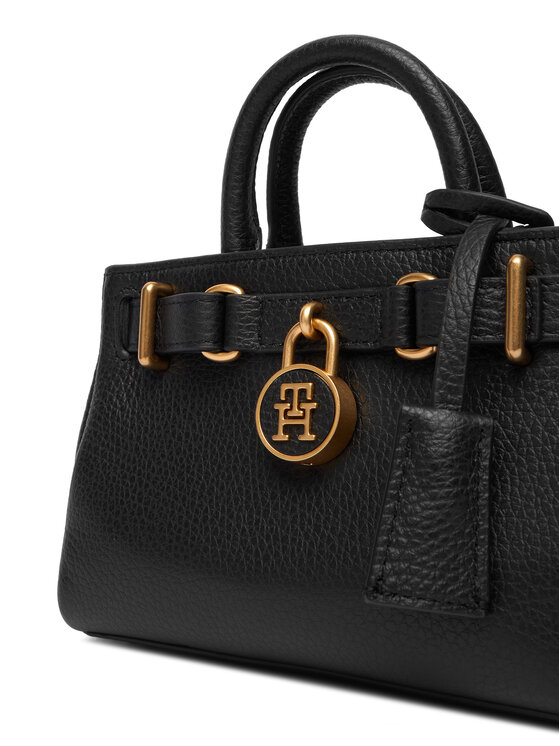 Tommy Hilfiger Geantă Tommy Hilfiger American Icon Micro Tote Leather AW0AW18167 Negru