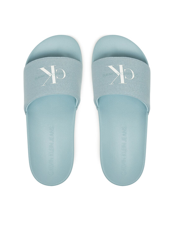 Calvin Klein Jeans Natikači Calvin Klein Jeans Slide Monogram Wn YW0YW01835 Modra