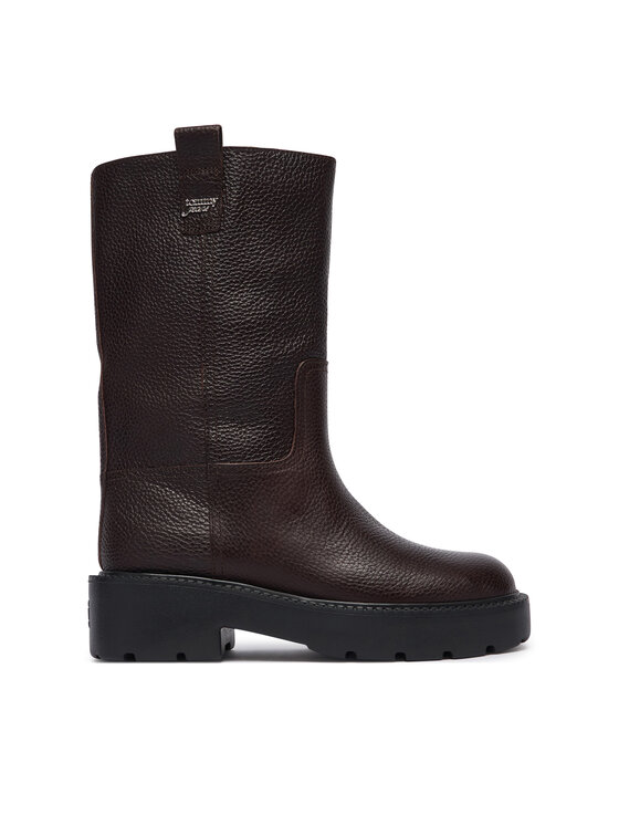 Tommy Jeans Kozaki Tommy Jeans Tjw Tubular Mid Boots EN0EN03111 Brązowy ciemny