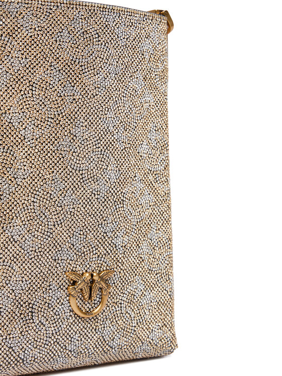 PINKO Telefona somiņa PINKO Phone Case Monogram Full Strass AI 25-26 PCPL 105358 A20D Zelta