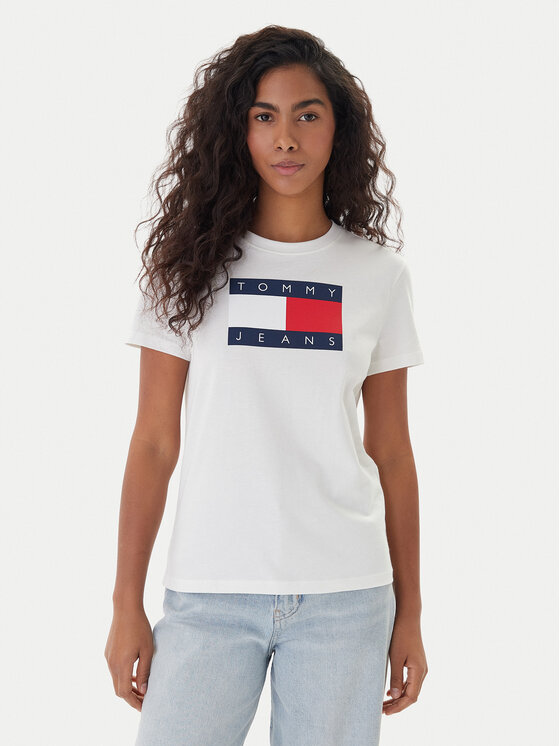 Tommy Jeans Tommy Jeans Camiseta Flag DW0DW22562 Écru Regular Fit
