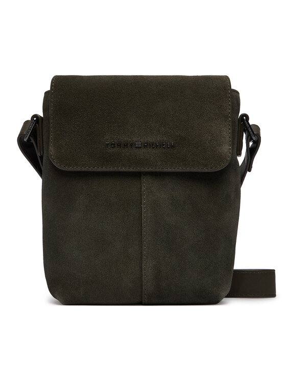 Tommy Hilfiger Somiņa Tommy Hilfiger Metal Logo Suede Crossbody Bag AM0AM14262 Zaļš