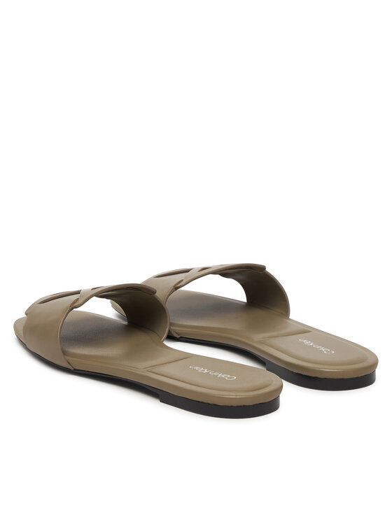 Calvin Klein Natikači Calvin Klein Square Flat Sandal Emblem HW0HW03128 Bež