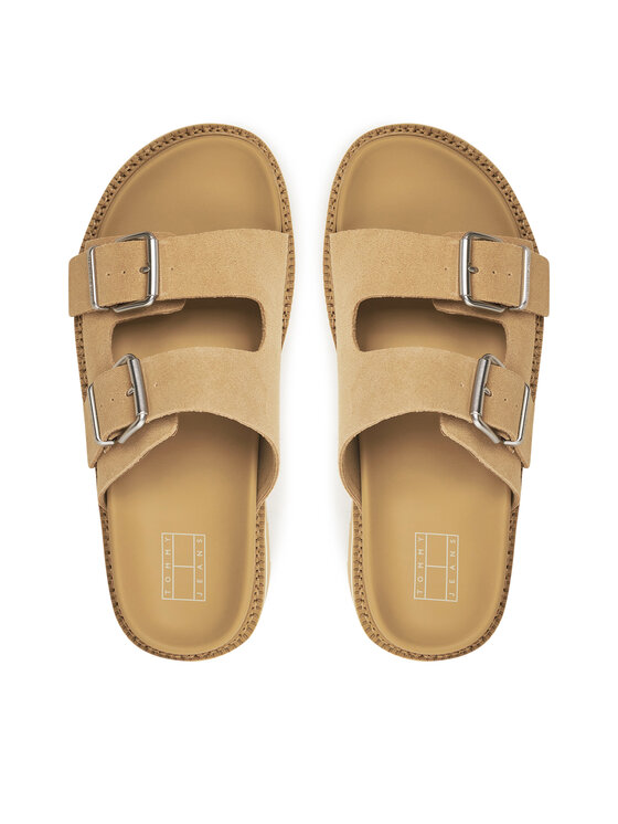 Tommy Jeans Šlepetės Tommy Jeans Tjw Double Strap Sandal Suede EN0EN02797 Ruda