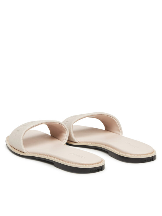 Calvin Klein Klapki Calvin Klein Flat Slide - He HW0HW02378 Écru