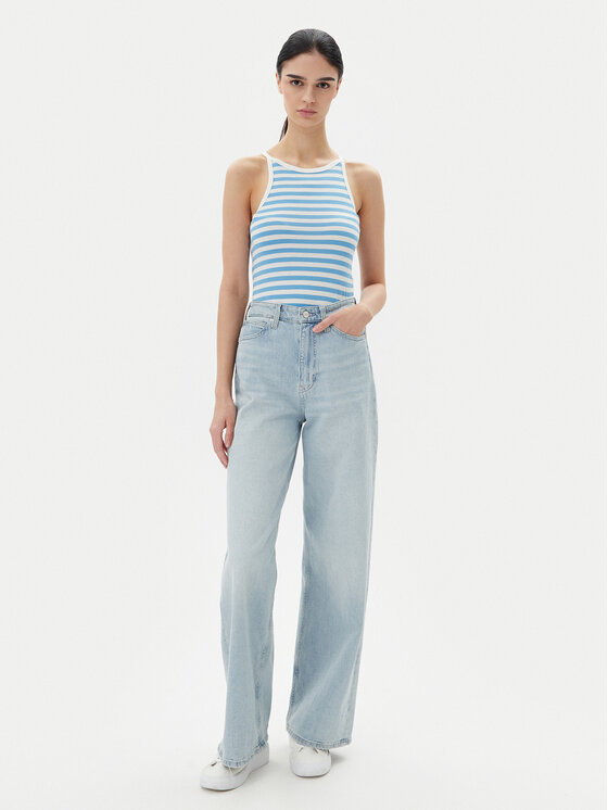 Pieces Pieces Топ Jane 17155477 Голубий Slim Fit