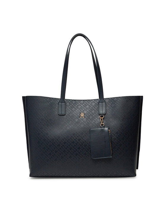 Tommy Hilfiger Soma Tommy Hilfiger Th Distinct Tote Mono AW0AW17195 Tumši zils
