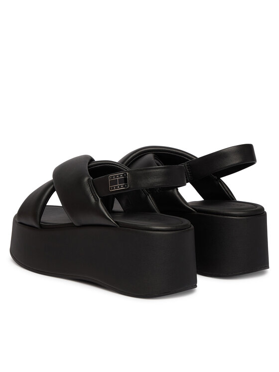 Tommy Jeans Sandale Tommy Jeans Padded Strap Wedge Sandals EN0EN02946 Crna