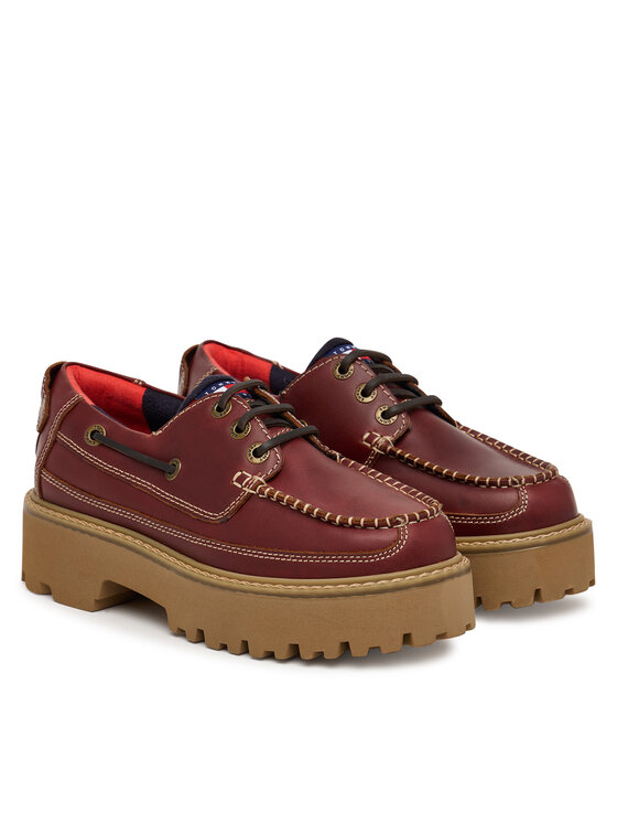 Tommy Jeans Poltopánky Tommy Jeans Archive '01 Boat Shoe Leather EN0EN03003 Bordová