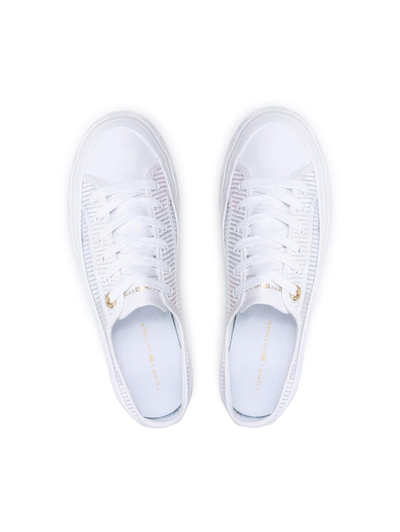 Tommy Hilfiger Scarpe sportive Tommy Hilfiger Glitter Transparent Vulc Sneaker FW0FW05538 Bianco
