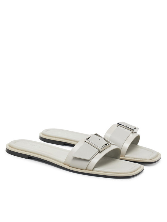 Calvin Klein Šlepetės Calvin Klein Flat Slide W/Buckle - Lth HW0HW02490 Pilka