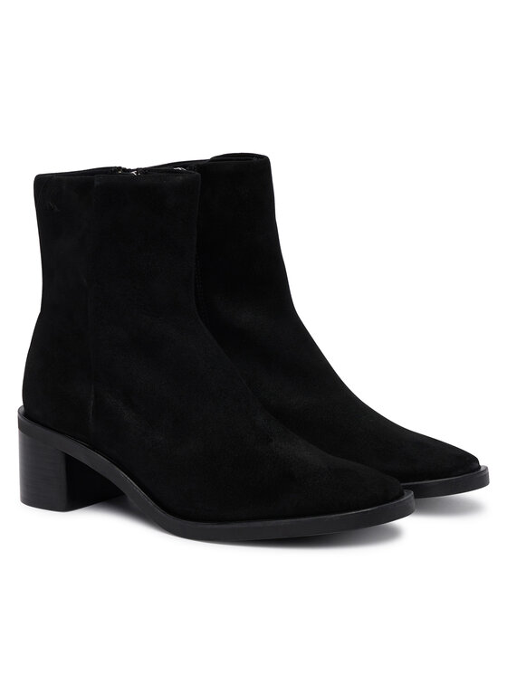 Calvin Klein Polokozačky Calvin Klein Block Heel Ank Boot Suede HW0HW03221 Černá