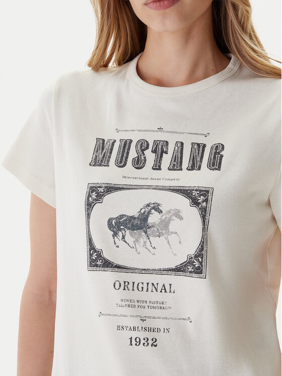 Mustang Mustang Camiseta Rosewood 1016758 Écru Regular Fit