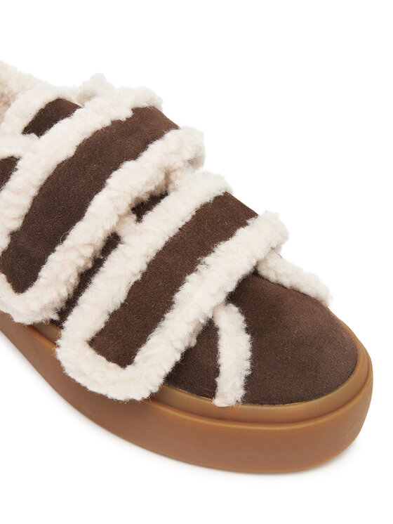 Inuikii Sneakersy Inuikii Shearling Low Velcro 1001.001.0231 Brązowy