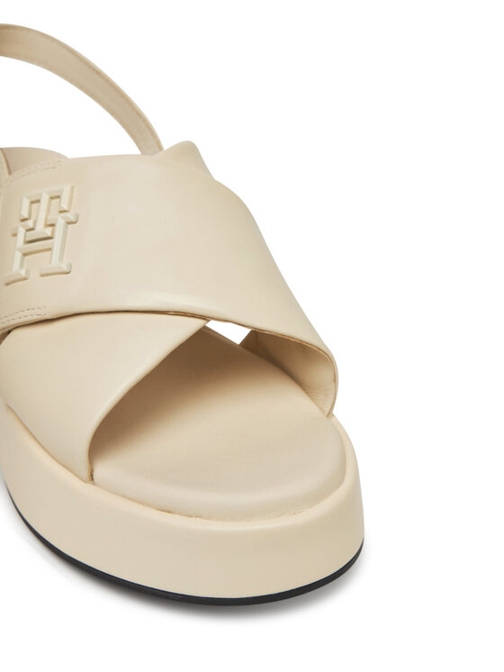 Tommy Hilfiger Sandály Tommy Hilfiger Th Logo Hw Padded Leather Sandal FW0FW08808 Béžová